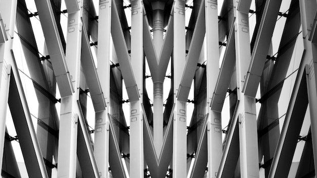 Structure of modern steel architecture building - monochrome