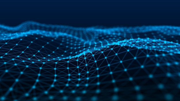 The structure of the network connection of points and lines Data technology Digital background 3D rendering