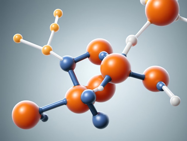 Photo the structure of an orange and blue substance