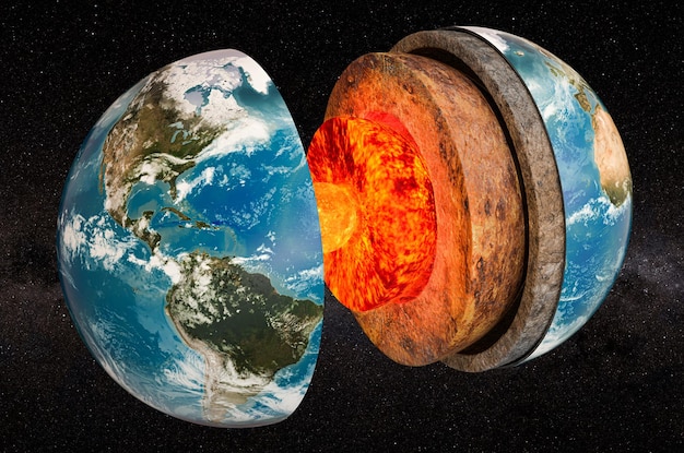 Structuur van de planeet aarde in de ruimte 3D-rendering