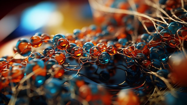 Foto structuur van moleculen gezien vanuit de fotorealistische versie van de microscoop