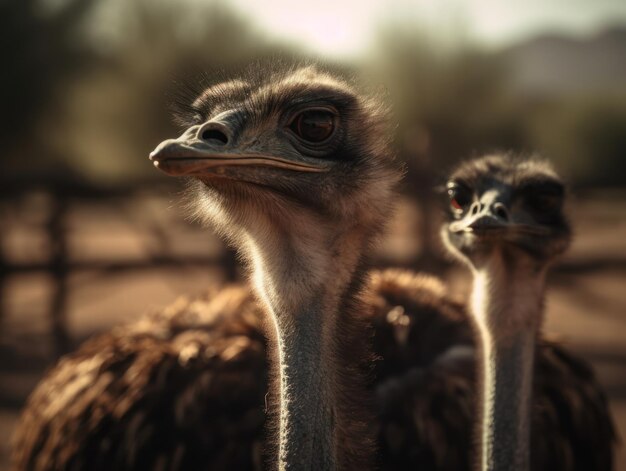 Struisvogelvogelportret close-up gemaakt met generatieve AI-technologie