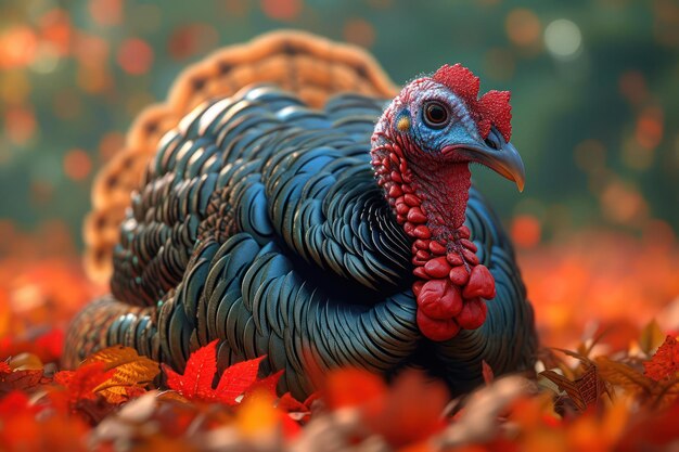 Strutting Tom Turkey extreme close-up Generatieve AI