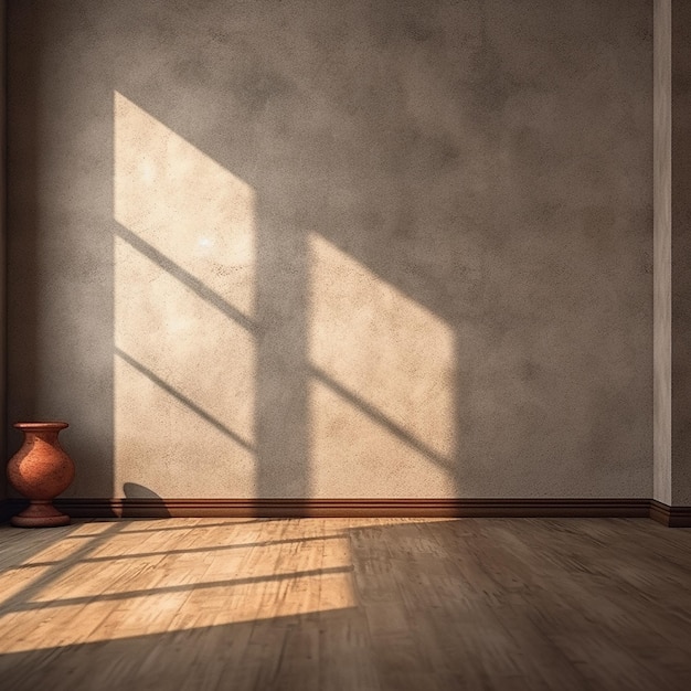 Stucwerk muur houten kamer getextureerde muur achtergrond daglicht in venster