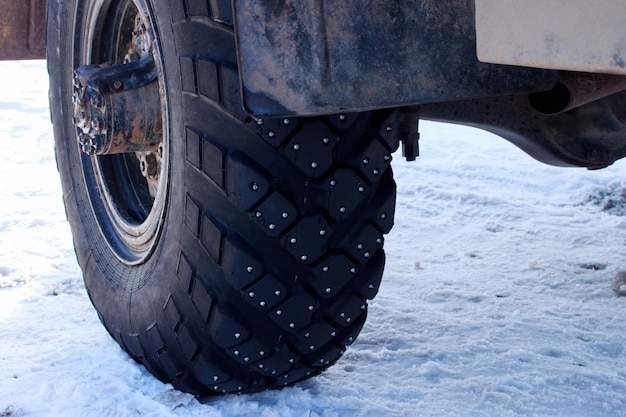 Photo studded tires on snow