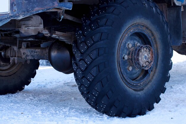 Photo studded tires on snow