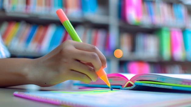 student against the background of a silent library