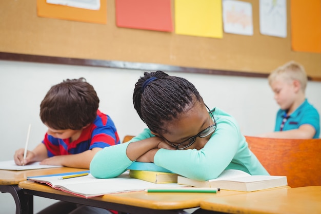 Student asleep on a desk