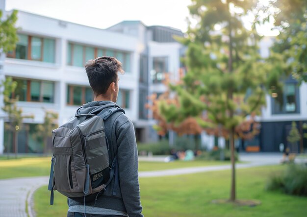 Photo student campus with university buildings in the background capturing the essence of back to school