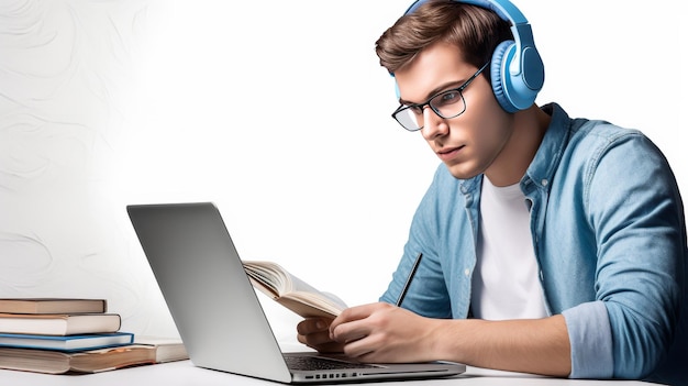 Student Concentrating with NoiseCanceling Headphones