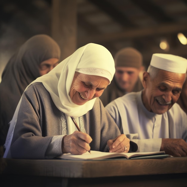 Photo a student elderly in classroom