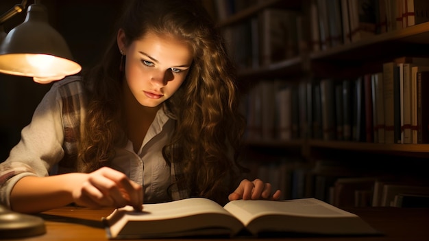 Student engaged in a literature project with books and writing materials