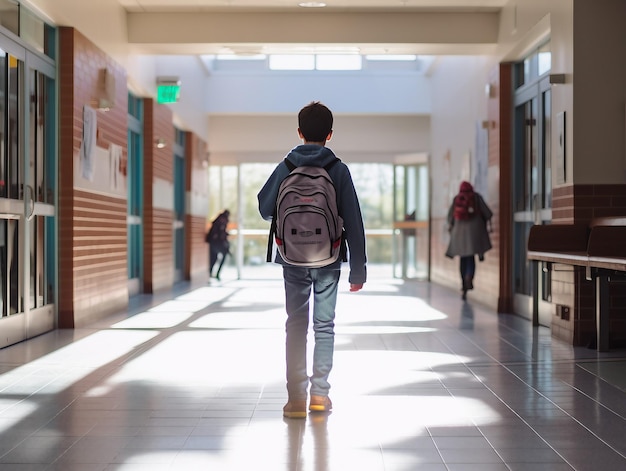 a student entering a classroom