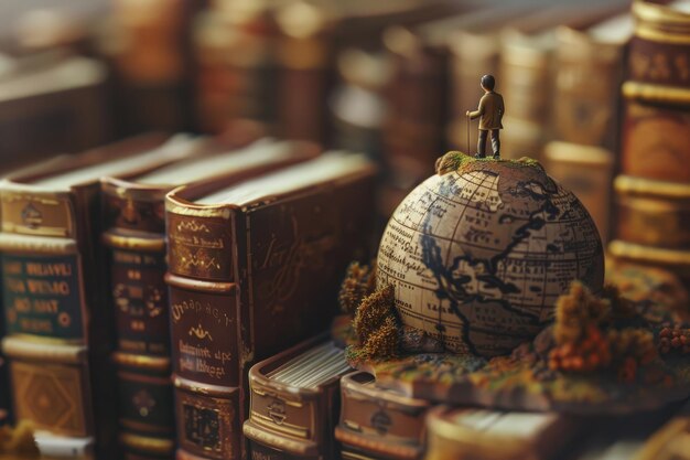 Photo student explores world of books concept