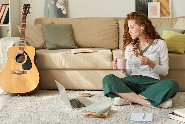 Student girl studying online course