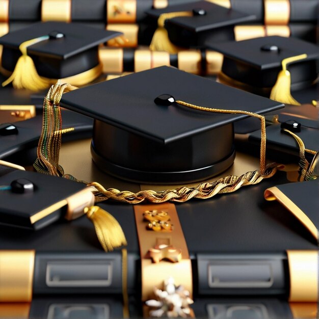 Student graduation cap and gown with diploma certificate