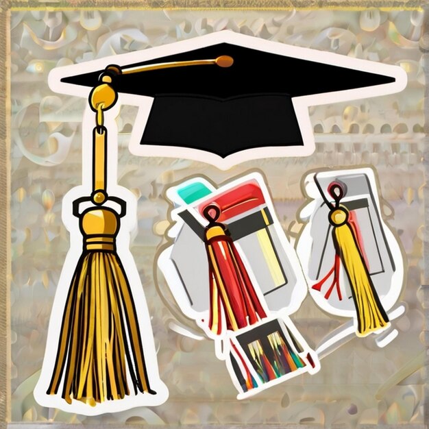 Photo student graduation cap and gown with diploma certificate