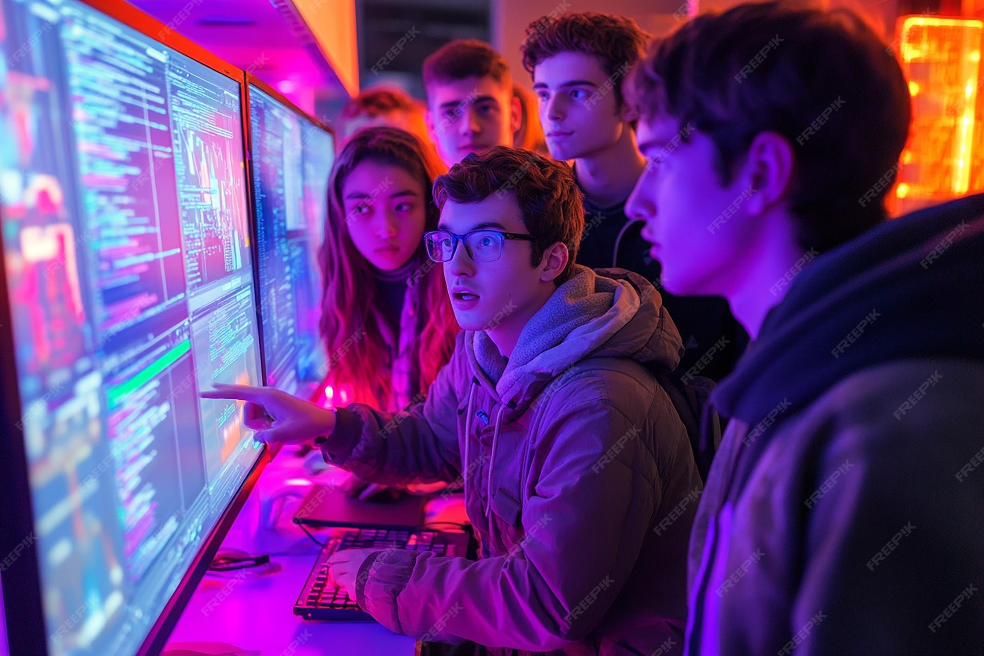 Student Group Coding Marathon Collaboration | Premium AI-generated image