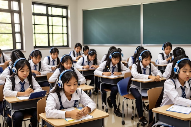 Premium AI Image | student learning in the class