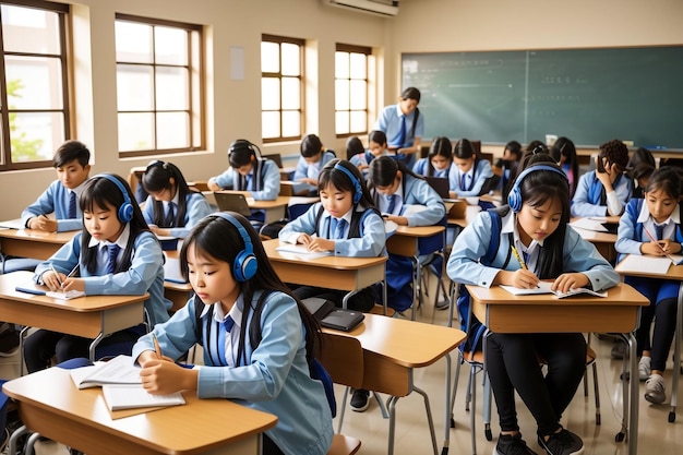 Premium AI Image | student learning in the class
