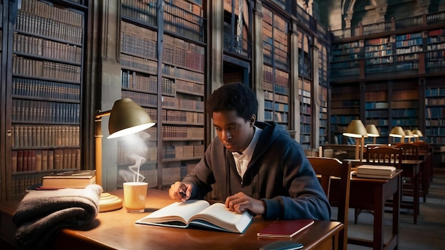 Student in library