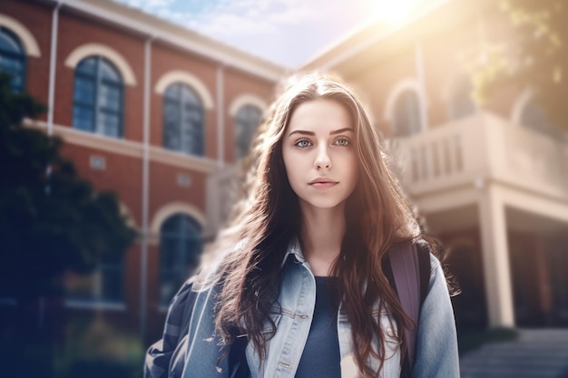 Student meisje school College groepsweergave Genereer Ai