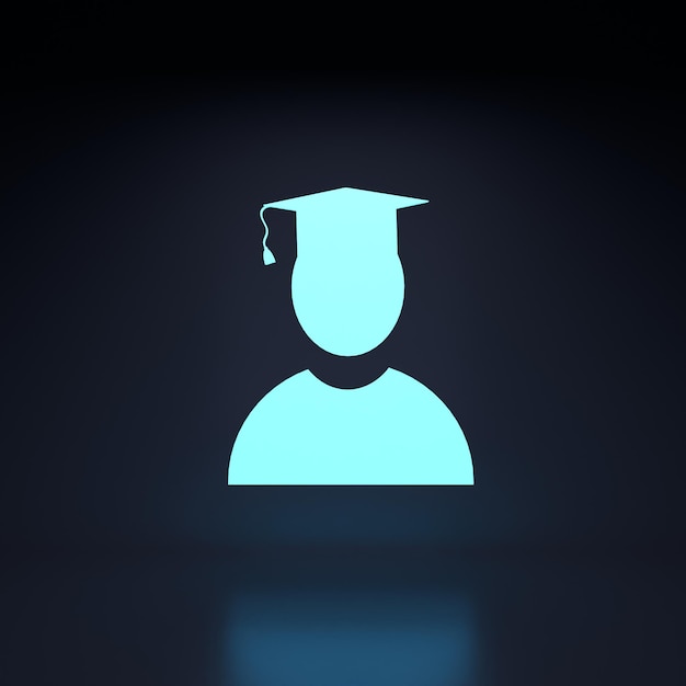 Student neon icon 3d render illustration