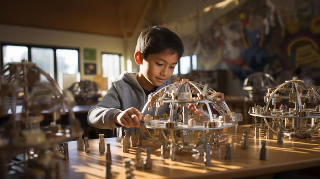 Photo a student participating in handson stem background