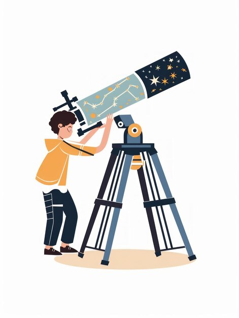 Student Preparing Telescope for Astronomy Observation Night Generative AI