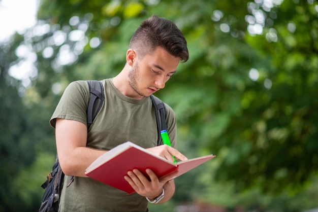 Student reading a book