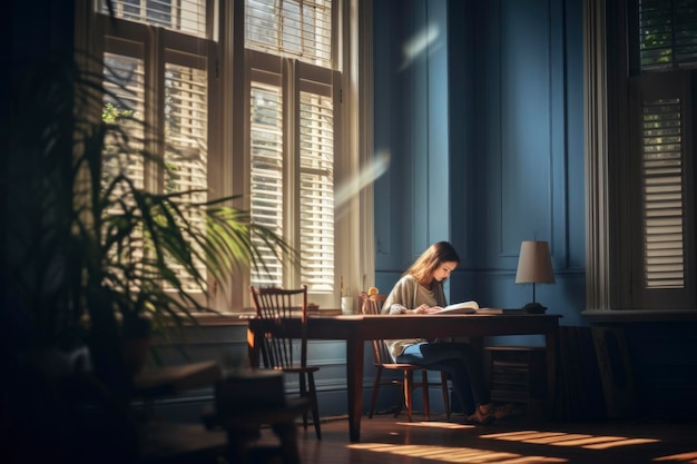 A student reading a book