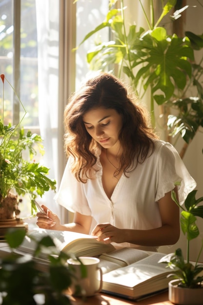 A student reading a book