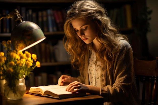 A student reading a book