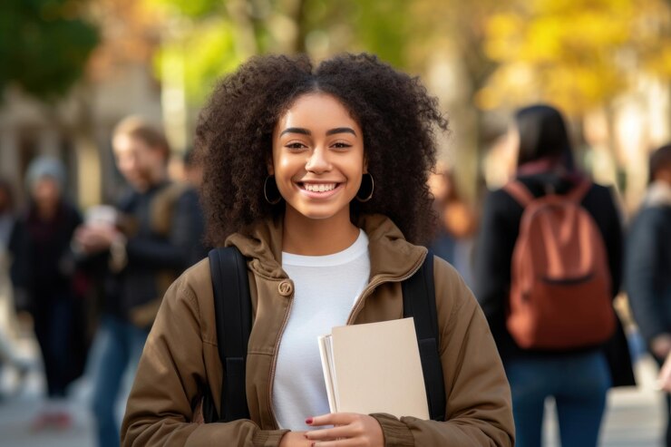 Photo student smiling female adult