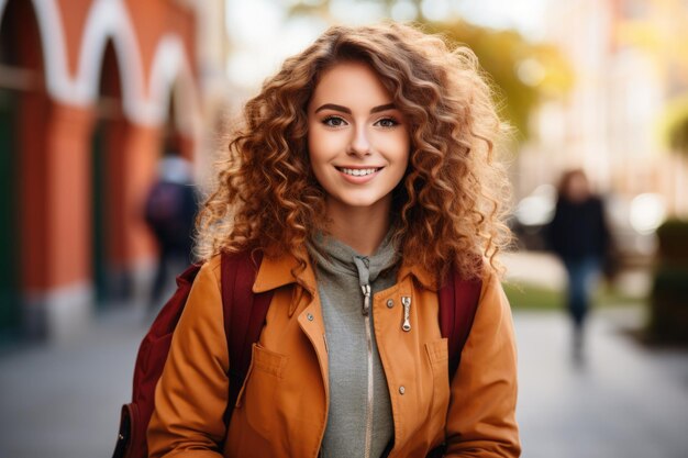 A student smilling at the camera