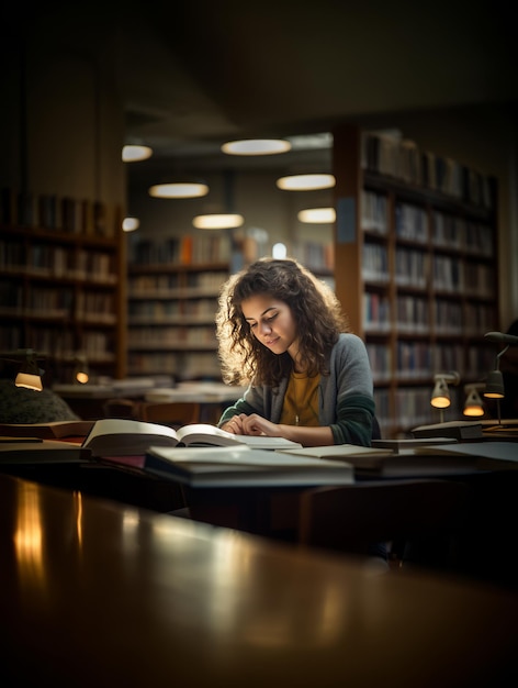 Student Studying in Library 2