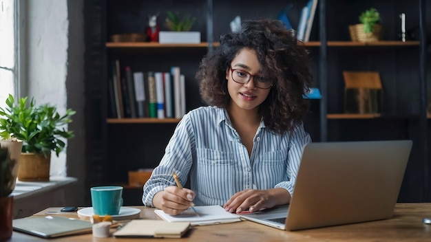 Student studying using laptop computer online education