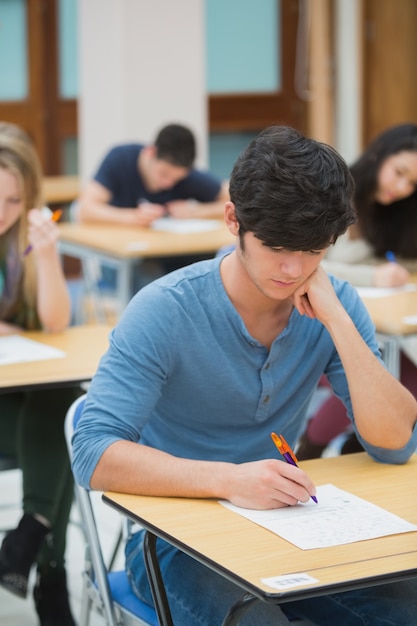 Student taking exam