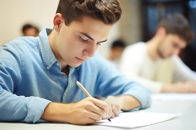 Student taking an exam