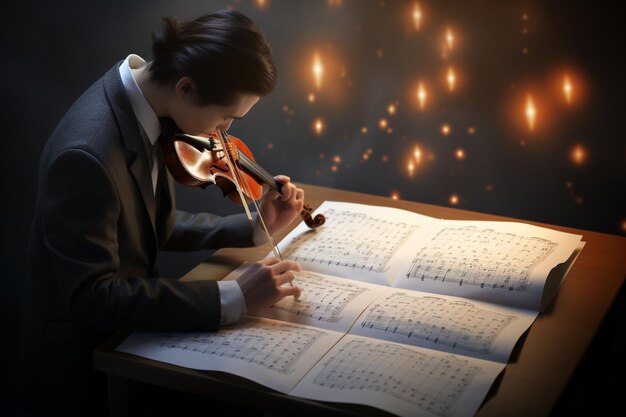 A student taking a music theory exam showcasing Generative ai