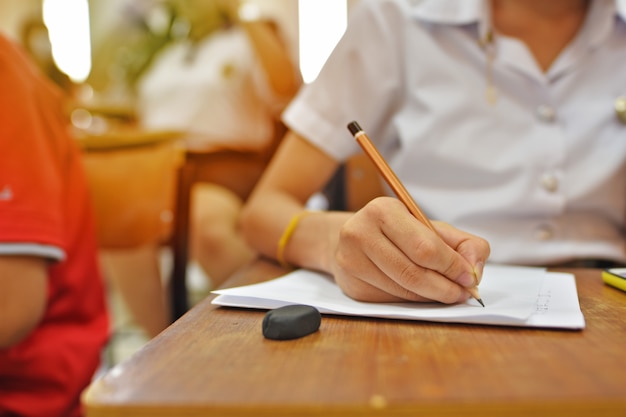 Student taking written test