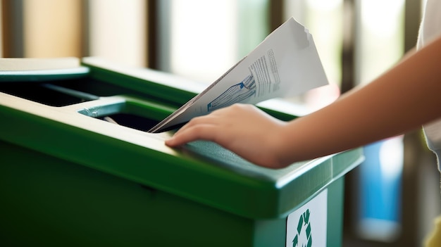 Foto studente che getta la carta nel cestino