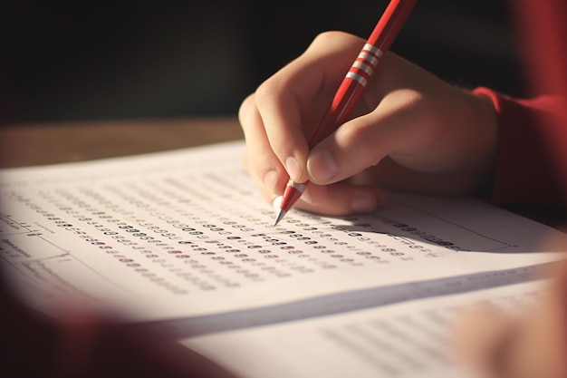 A student using a pen to mark correct answers on Generative ai