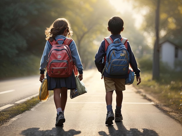 a student walking to school