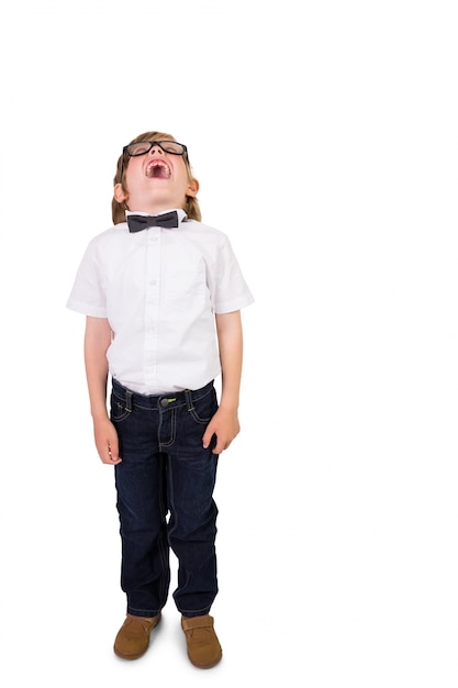 Student wearing glasses and bow tie