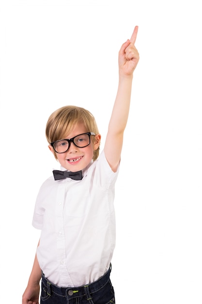 Student wearing glasses and bow tie