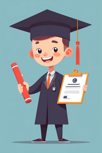 student with degree flat illustration