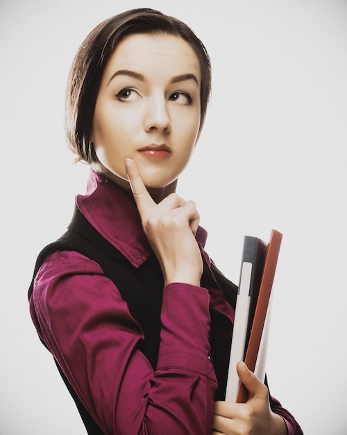 Student woman with folders