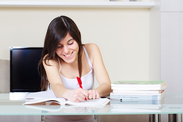 Student working at home