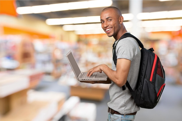 Student working on laptop